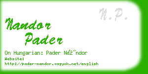 nandor pader business card